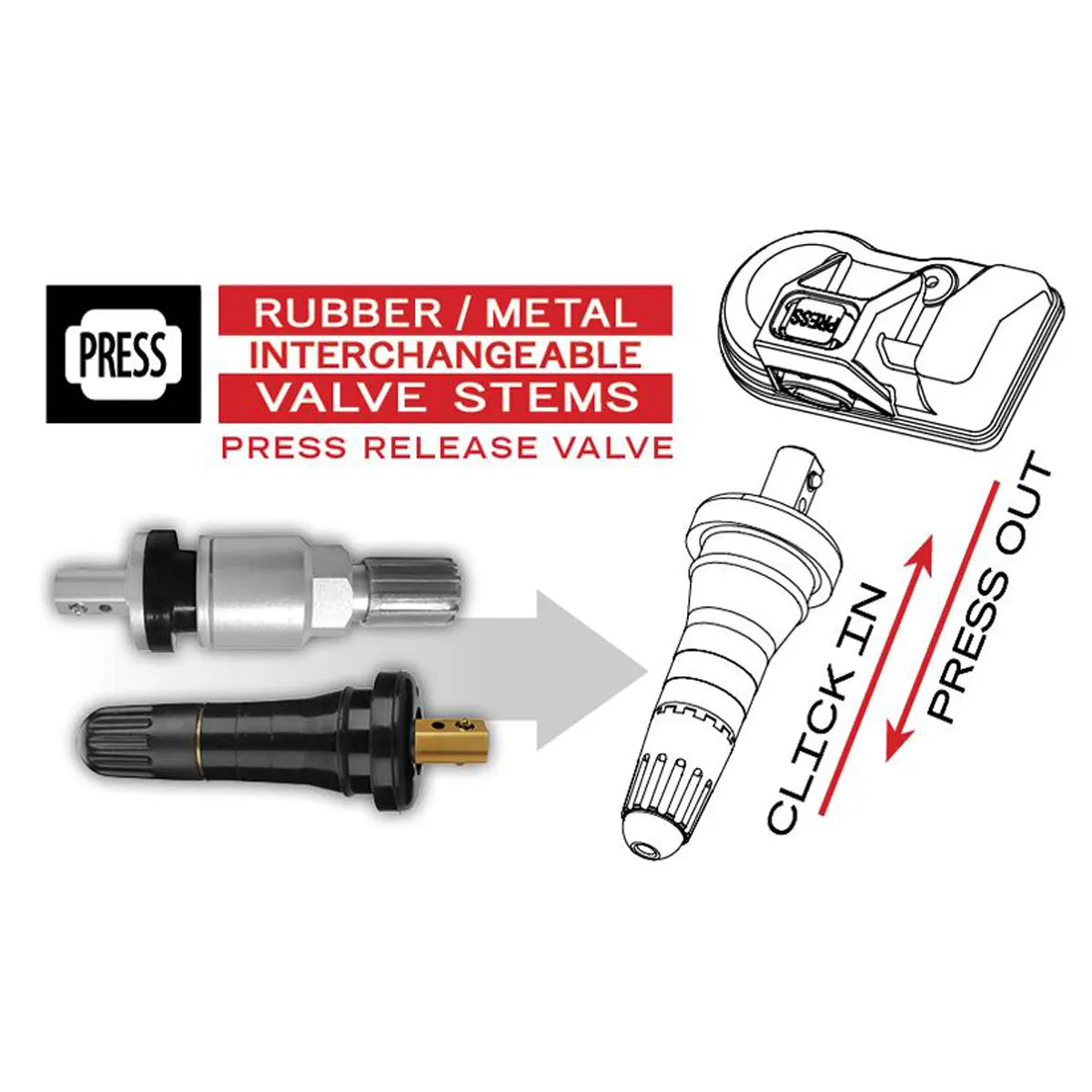 Autel MX-Sensor 1-Sensor - Single Pack w/box - Press-in Rubber Valve Stem