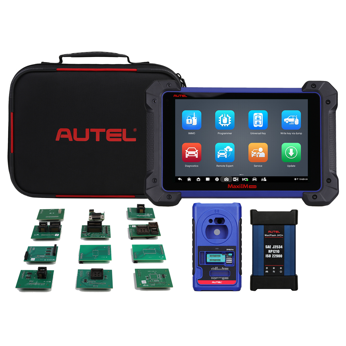 Autel MaxiIM IM608PROIIKPA Key Programming Tablet Bundle : IMMO Key Programming Bundle - IM608PROII Tablet, XP400Pro, JVCI, Adapter Kit