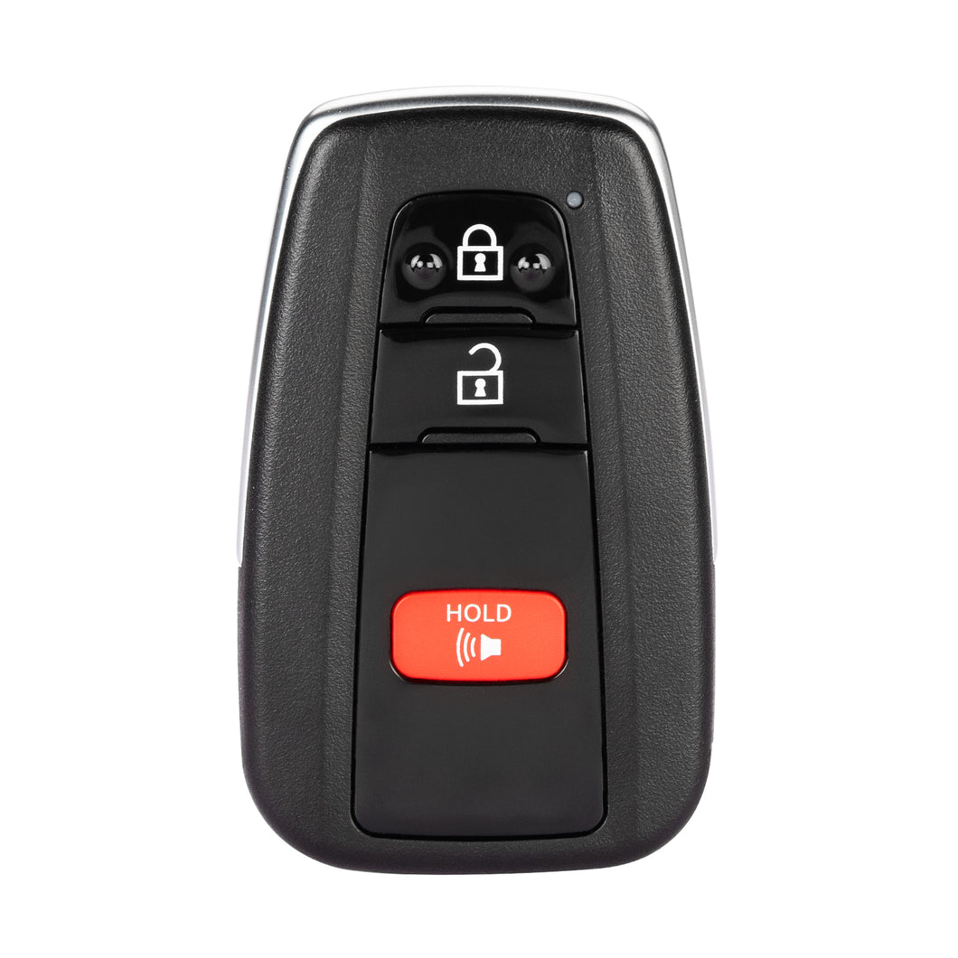 Autel N. American Toyota-styled 8A-chipped IKEY featuring three buttons, Lock, Unlock, and Panic