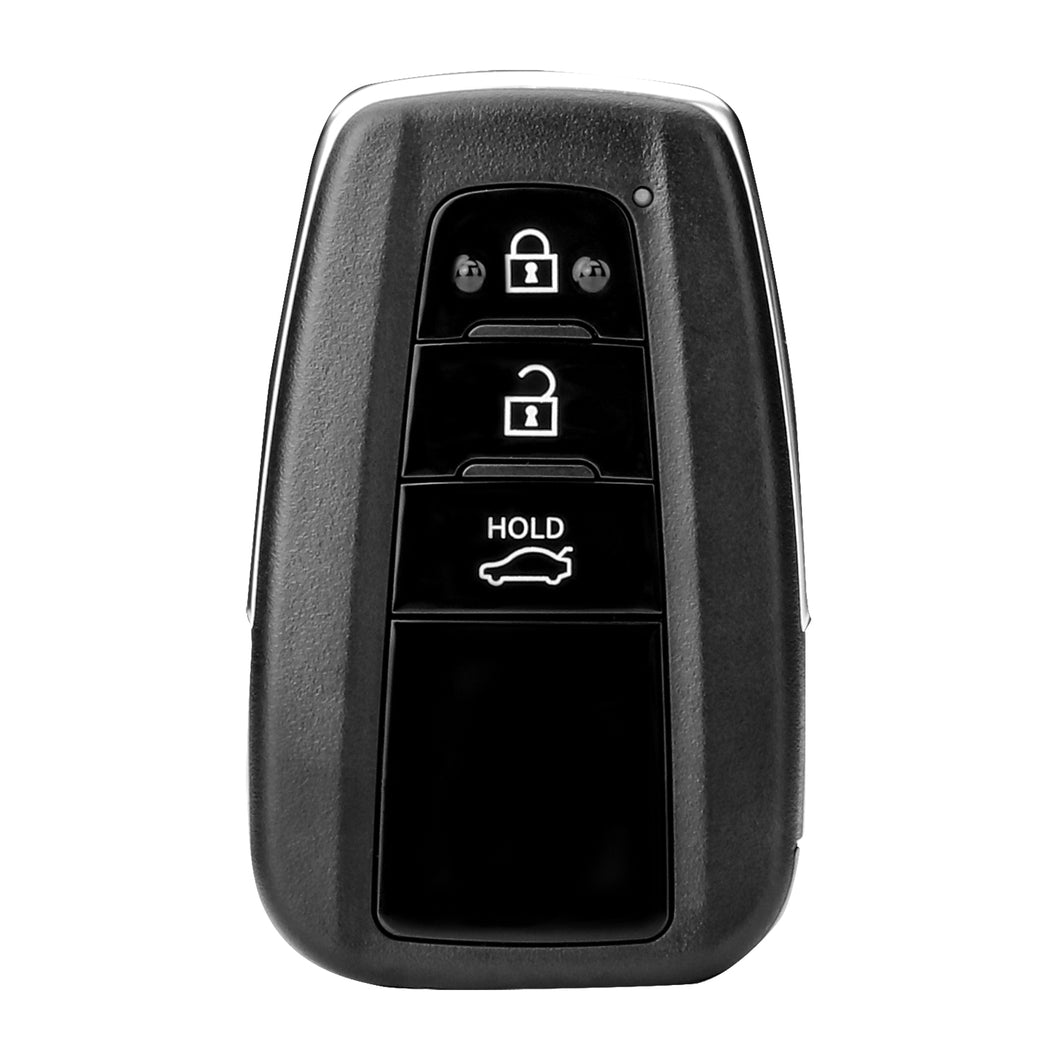 Autel N. American Toyota-styled 8A-chipped IKEY featuring three buttons, Lock, Unlock, and Trunk