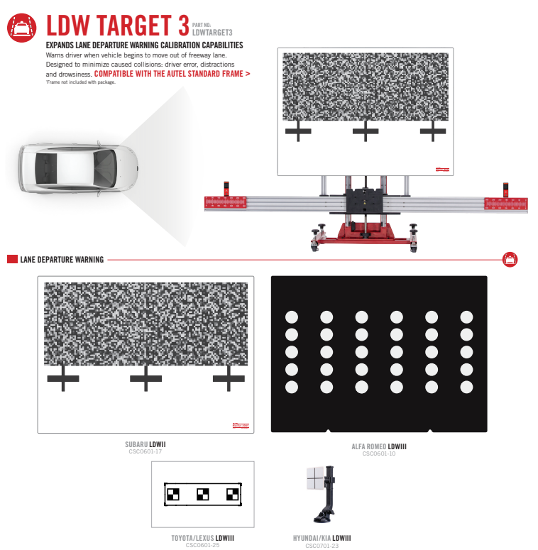 N. America Autel Lane Departure Warning Target Package 3 -(LDWTARGET3)