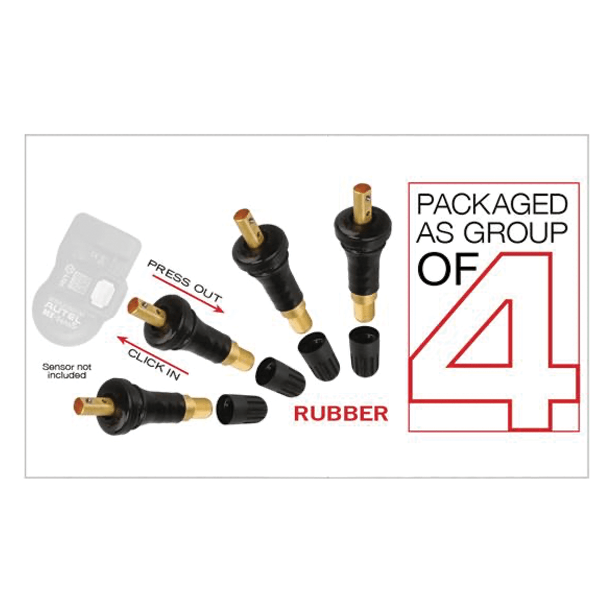 Autel 4 Rubber Press-in Valve Stems for 1-Sensor
